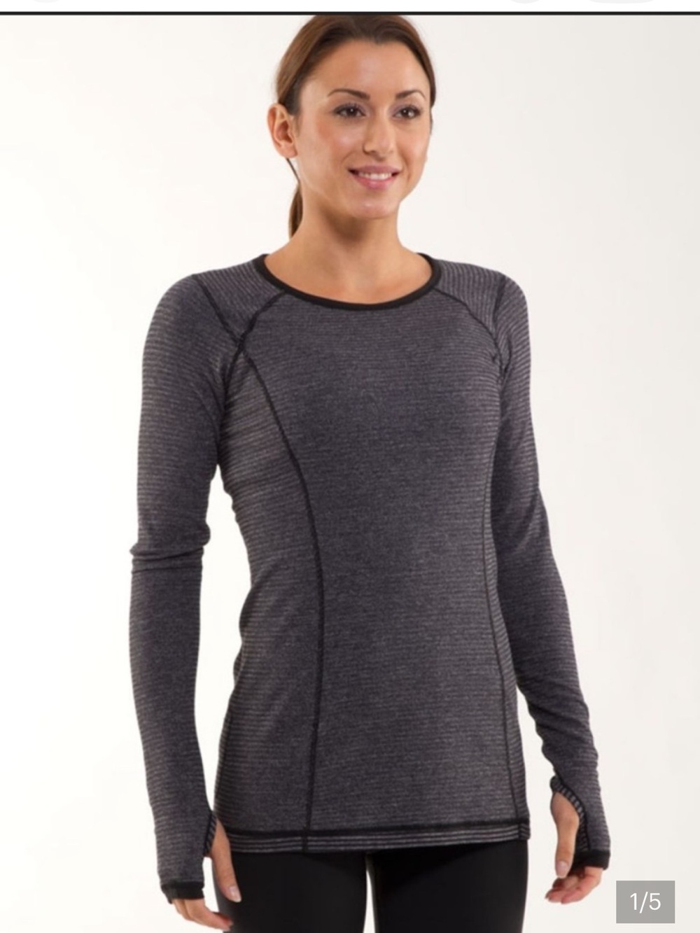 Lululemon Women's Long-Sleeve Ruched Shoulder Top - Charcoal size 6